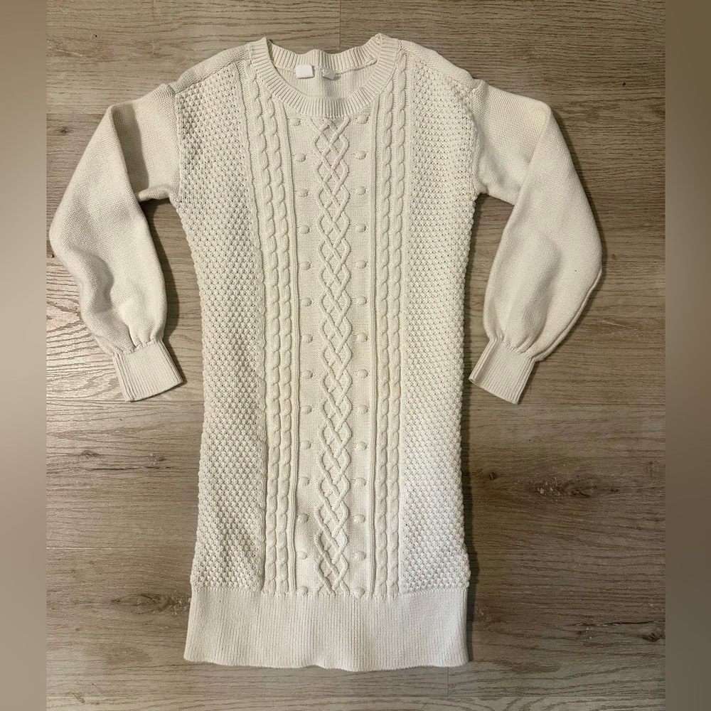 GAP Cream Long Sleeve Knit Sweater Dress Girls size Large
